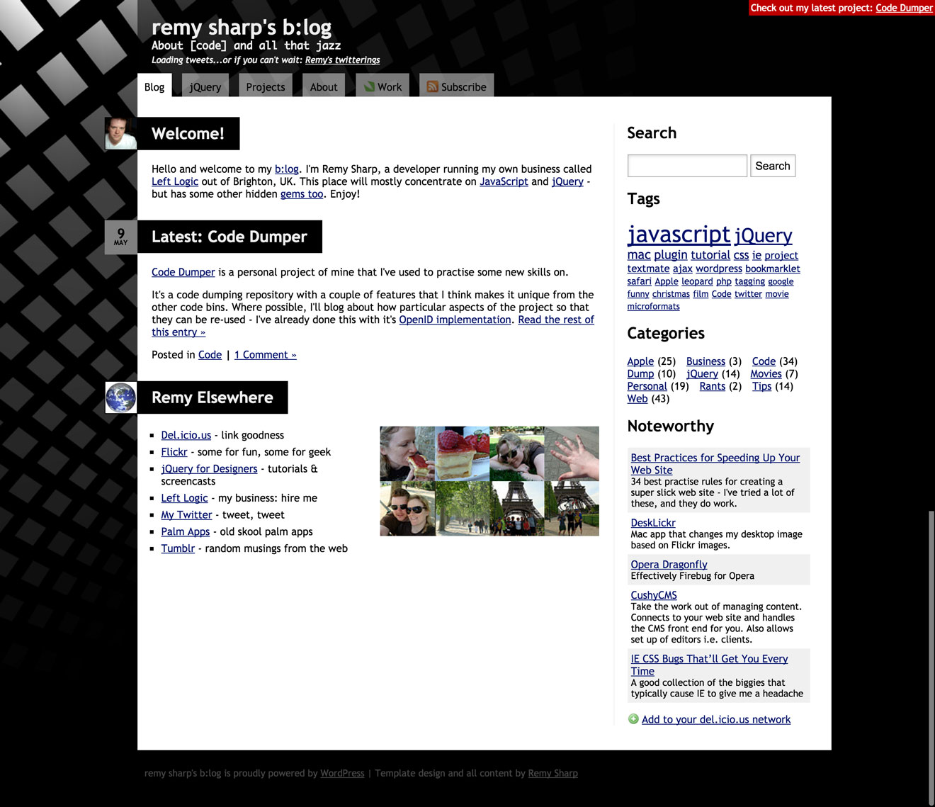 Screenshot of my blog from 2008