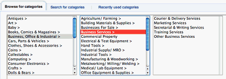 Ebay Category Selection